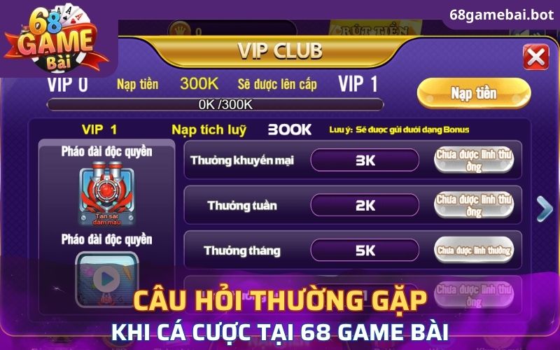 Câu hỏi thường gặp khi cá cược tại 68 Game Bài